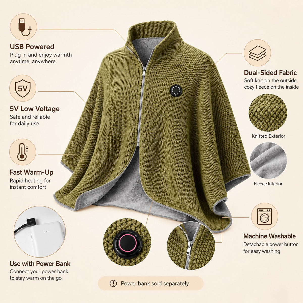 🎄 Best Christmas Gift for Family! ❄️ Stay Warm All Winter — Portable Electric Heated Blanket Shawl