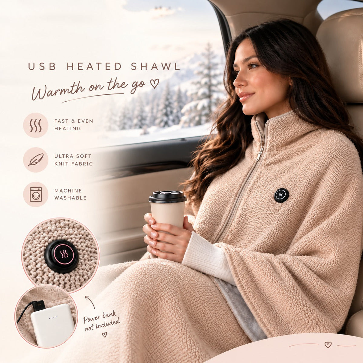 🎄 Best Christmas Gift for Family! ❄️ Stay Warm All Winter — Portable Electric Heated Blanket Shawl