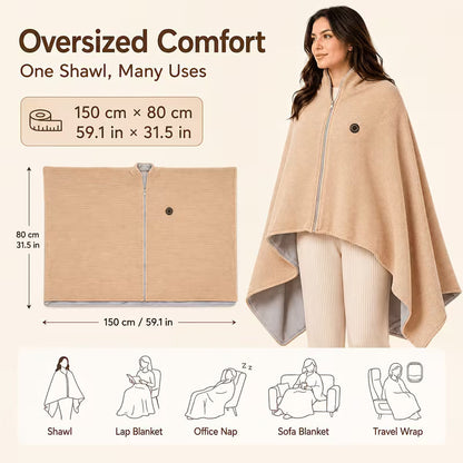 🎄 Best Christmas Gift for Family! ❄️ Stay Warm All Winter — Portable Electric Heated Blanket Shawl