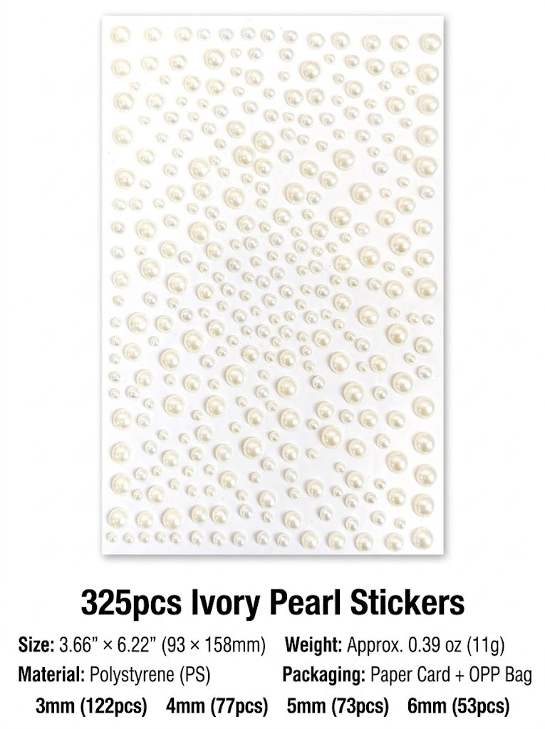 325-Pc Beige Pearl & Gem Stickers