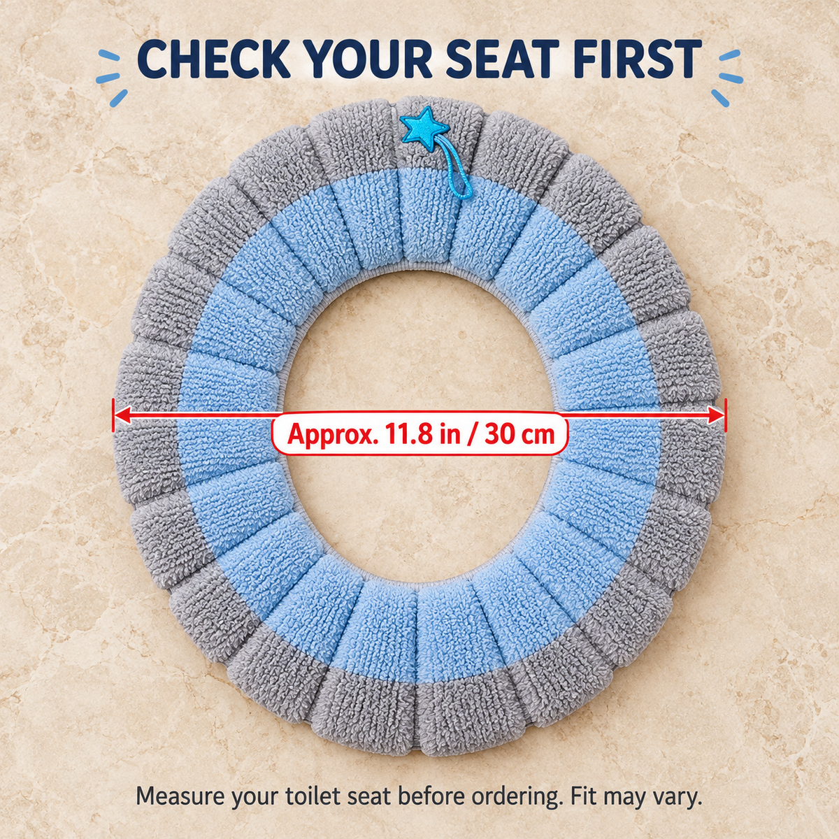 🚽Soft Plush Toilet Seat Cover, Segmented Fabric, Warm & Comfortable