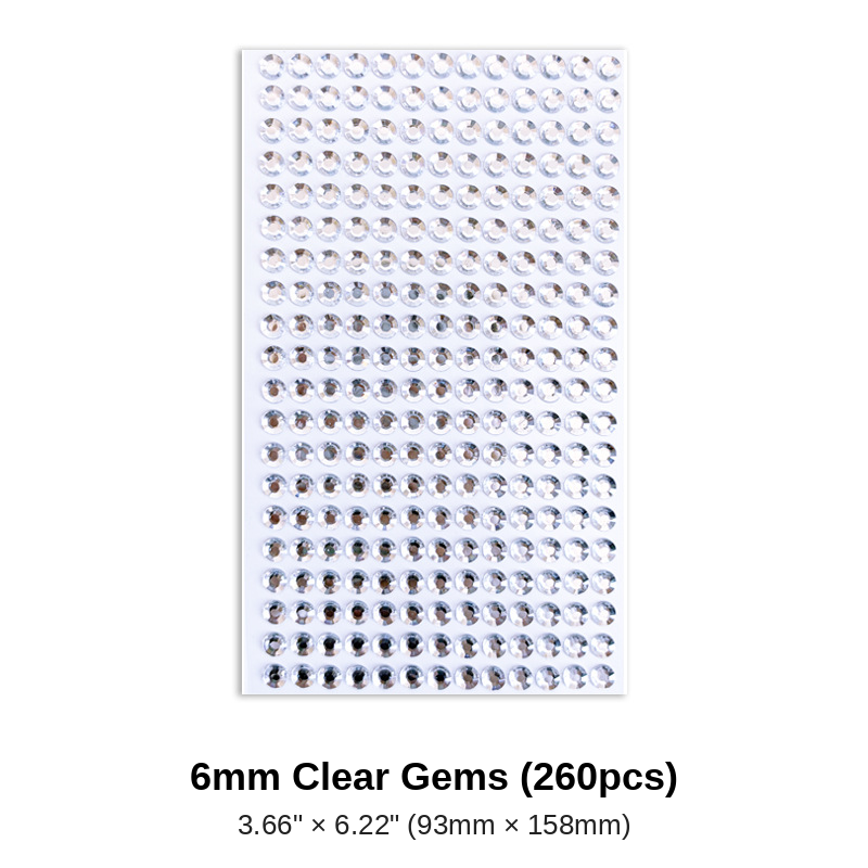 6mm Silver & White Rhinestones