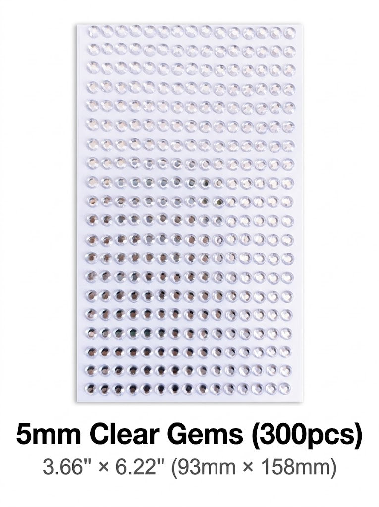 5mm Silver & White Gems