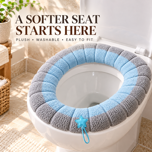 🚽Soft Plush Toilet Seat Cover, Segmented Fabric, Warm & Comfortable