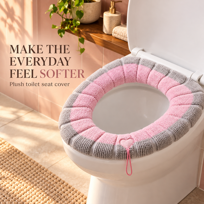 🚽Soft Plush Toilet Seat Cover, Segmented Fabric, Warm & Comfortable