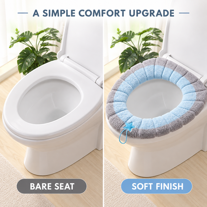 🚽Soft Plush Toilet Seat Cover, Segmented Fabric, Warm & Comfortable