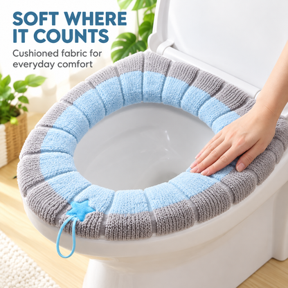 🚽Soft Plush Toilet Seat Cover, Segmented Fabric, Warm & Comfortable