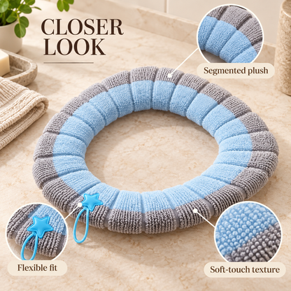 🚽Soft Plush Toilet Seat Cover, Segmented Fabric, Warm & Comfortable