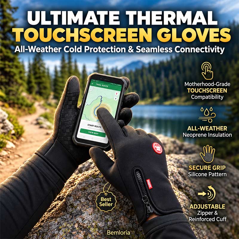 🧤Waterproof Touchscreen Thermal Gloves — Stay Warm, Dry & Connected All Winter