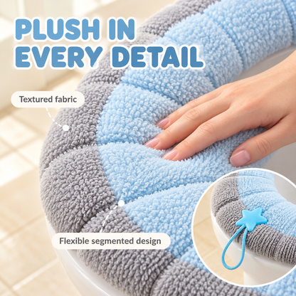 🚽Soft Plush Toilet Seat Cover, Segmented Fabric, Warm & Comfortable