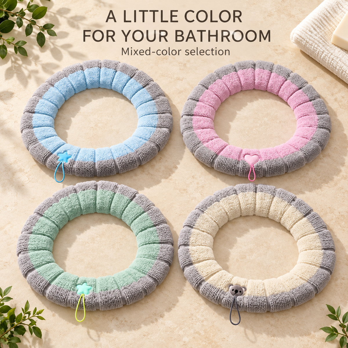 🚽Soft Plush Toilet Seat Cover, Segmented Fabric, Warm & Comfortable