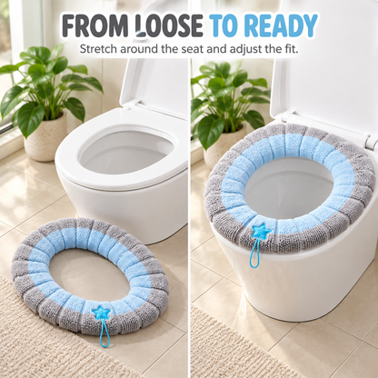 🚽Soft Plush Toilet Seat Cover, Segmented Fabric, Warm & Comfortable