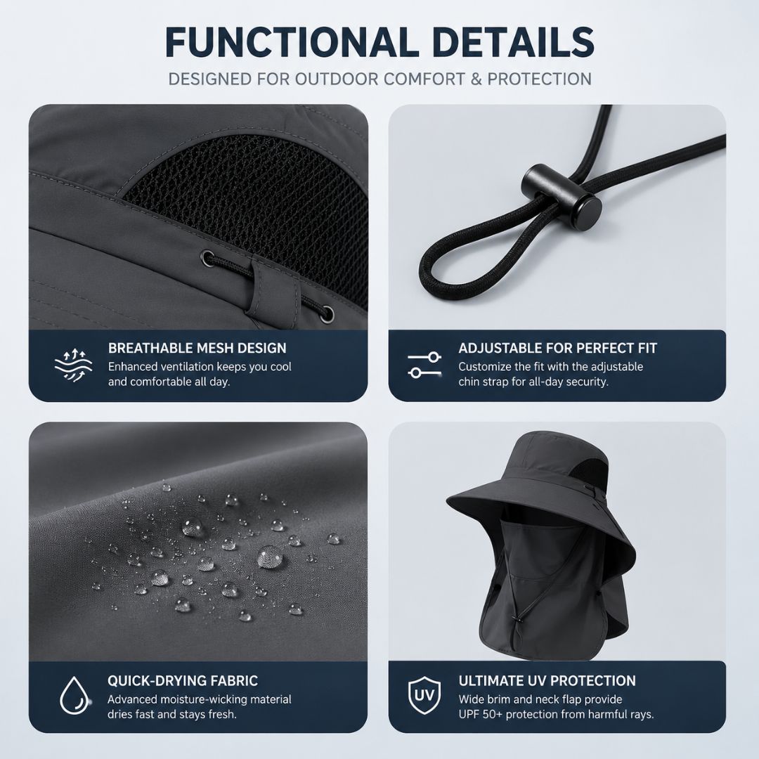 ☀️ Flash Sale  🔥 UPF 50+ Sun Protection Hat With Full Face & Neck Coverage