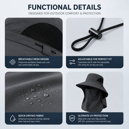 ☀️ Flash Sale  🔥 UPF 50+ Sun Protection Hat With Full Face & Neck Coverage