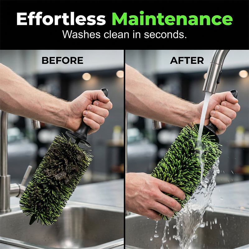 🧼Wheel Barrel Cleaning Brush – Deep Reach Microfiber for Rims, Calipers & Engine Bay