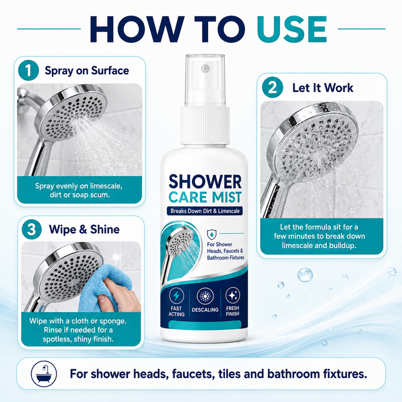 🚿 Instant Limescale Remover Spray | 🧼Restore Shiny Chrome & Water Flow